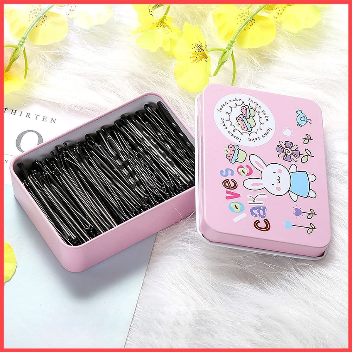 Bobby Pins with Storage Box Metal Hair Clips Styling Hair Pins Hairdressing Salon Tool for Women Girls Hair Accessories to Style (100-Piece)