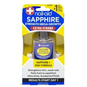 Nail-Aid Sapphire Strengthener & Mega Growth Treatment – Clear, 0.55 Fl Oz