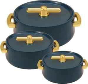 Elegance Inner Steel Casserole Set of 3 (1700ml, 1200ml, 600ml)|BPA Free|Advanced P.U. Insulation|Keeps Food hot & Fresh Chapati, Roti, Biryani and More (Emerald Green)