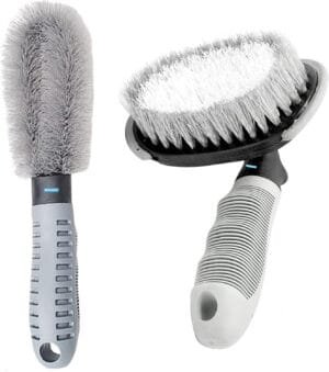 Car Motorcycle Wheel Tire Brush + Hub Clean Brush Cleaning Tool Kit,Set of 2