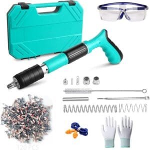 Manual Mini Steel Nail Gun Kit- 5-Speed Mini Nail Gun with 120pcs Nails, Concrete Nail Gun Set, Built-in Air Nailer, Mini Portable Nail Wall Shooting & Decoration Tool for Ceilings, Pipes