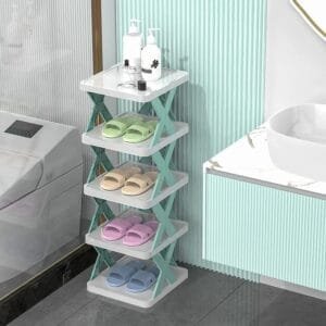 5 layer shoe rack for home plastic, adjustable shoe stand organizer stackable storage bedroom entryway shelf footwear Stand collapsible corner tower For shoes and book