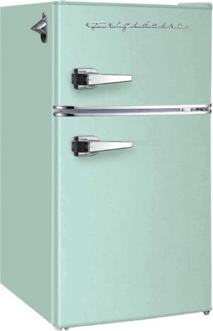 Frigidaire EFR840 Retro Mini Fridge with Freezer & Side Bottle Opener – Small 2 Door Refrigerator for Office Bar or College Dorm Room – 3.2 Cu Ft, Mint