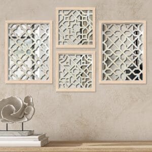 kotart Wall Mirror Decor Panel Wooden Hanging Rectangular Wall Decor Frame for Living Room, Bedroom – Decorative Mirror Wooden Wall Hanging for Home Decor – Wooden Jharokha Frames Mirror (Style03)