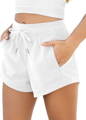 ODODOS Women’s Sweat Shorts with Pockets Cotton French Terry Drawstring Summer Workout Casual Lounge Shorts