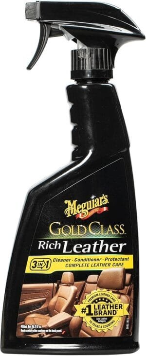Meguiar’s Gold Class Rich Leather Cleaner and Conditioner 3 in 1 Spray, Non-Greasy Car Leather Cleaner and Conditioner Treatment with Advanced UV Protection, 24 Oz Spray Bottle