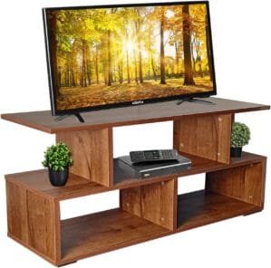 Engineered Wood Wallnut Colour TV Table Entertainment Unit Display Storage Cabinet Rack with Decor Shelf (Wenge Finish)