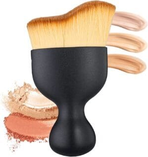 Foundation Makeup Brush, Flat Kabuki Travel Foundation Brush for Blending Liquid, Cream or Flawless Powder Cosmetics, Portable Face & Body Makeup Brush, with Protective Case (Black)