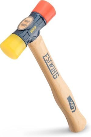 Estwing – DFH-12 Rubber Mallet – 12 oz Double-Face Hammer with Soft/Hard Tips & Hickory Wood Handle – DFH12,Black Red & Yellow