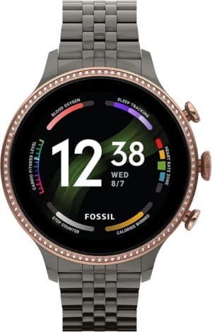 Fossil Women’s Gen 6 42mm Stainless Steel Touchscreen Smart Watch, Color: Rose Gold, Gunmetal (Model: FTW6078V)