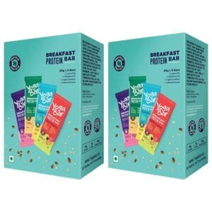 Yogabar Breakfast Protein Variety (1 x Almond Coconut, 2 x Apricot & Fig, 2 x Blueberry, 1 x Apple Cinnamon Bars – 300gm, 6 x 50 g (Box of 6 Bars)) x 2
