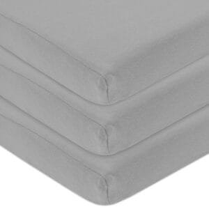 American Baby Company 3 Pack Fitted Pack N Play Playard Sheet 27″ x 39″, Soft Breathable Neutral 100% Cotton Jersey Pack and Play Sheet, Gray, for Boys and Girls, Fits Most Mini Crib