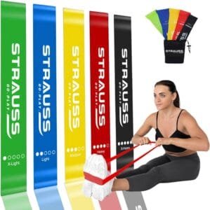 STRAUSS Exercise Latex Resistance Bands, (Set of 5)