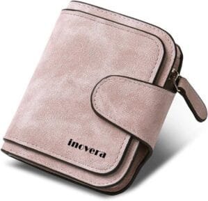 INOVERA (LABEL)Women’s Vegan Leather Tri-fold Fashion Card Coin Holder Small Wallet (KK29), Rose Gold, 11.5L x 3B x 10H cm, Minimalist