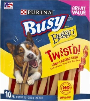 Purina Busy With Beggin’ Made in USA Facilities Small/Medium Breed Dog Treats, Twist’d – 10 ct. Pouch