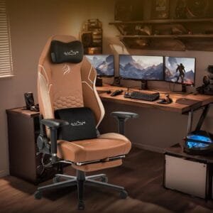 Dr Luxur® Stallion Ergonomic Gaming Chair for Home Office and Study- for Work from Home with Magnetic Neck Pillow, Lumbar Pillow, 4-D Armrest, Footrest (Stallion Leatherette)