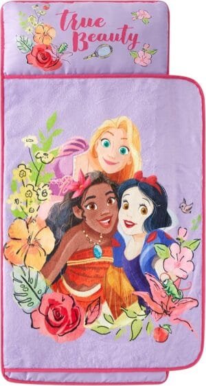 Super Soft Plush Toddler Quilted Nap Mat with Built in Blanket and Pillow