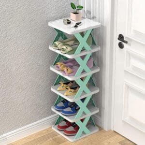 6 Layer shoes rack for home plastic, Adjustable Shoe stand organizer stackable storage bedroom entryway slots shelf footwear rack, Multi-Purpose durable plastic (Six L Shoe Rack)
