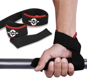 Nivia Weight Lifting Wrist Support (Black/Red, Free Size – Adjustable with Velcro) | Material – Cotton Blend | Pain Relief, Gym, Sports, Exercise, Workout, Cycling
