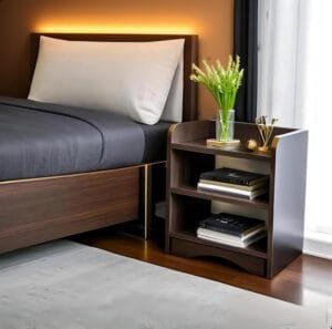 Modern Bedside Table with 3 Shelves,Bed Side Table Wooden Organizer Stand/Home Decor Table/Coffee Table/End Table/Side Table for Bedroom/Table for Living Room 40.6 x 25.4 x 50.8 cm, Dark Brown