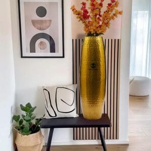 Luxurious Hammered Gold Metal Floor Vase Tall Decorative Vase for Living Room, Modern Minimalist Design, Perfect for Dried Flowers (24.2 Inch) (Gold)