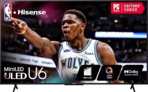 Hisense 55-Inch Class U6 Series Mini-LED ULED 4K UHD Google Smart TV (55U6N, 2024 Model) – QLED, Motion Rate 240, HDR 10+, Full Array Local Dimming, Game Mode Plus, Alexa Compatibility