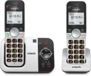 VTech VG232-2 Cordless Phone with Answering Machine -with 2-Handsets Large Display and Big Buttons Full-Duplex Speakerphone Caller ID Last 10 Number Redial