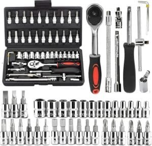 VERAT 46 in 1 Tool Kit/Screwdriver/Multi-Purpose Combination Tool Case Precision Socket Set/DIY Projects/Precision Screwdriver/Set for Game Console/Bike/Car/Home Tool Kit Set Wrench Set (Black)