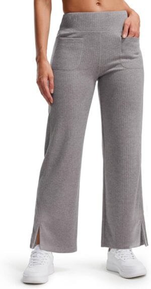 Libin Women’s 27″ Pull On Wide Leg Business Casual Outfits Pants Slacks Sweatpants Work Pants Ribbed Office Travel Pants