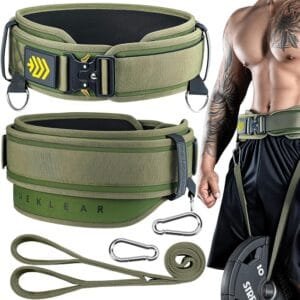 MANUEKLEAR 2-in-1 Weightlifting Belt & Dip Belt with 36.7 IN Rope, Double-Layer Weight Lifting Belts, Powerlifting Gym Weighted Belt for Pull Up Squat