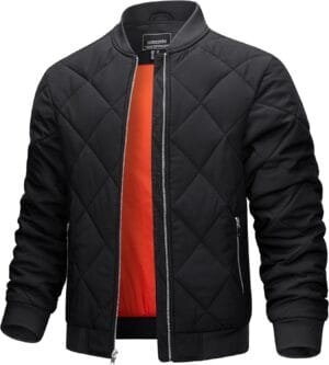 TACVASEN Men’s Padded Jackets Winter Full Zipper Fleece Outwear Casual Windproof Bomber Varsity Coat