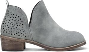 Vepose Women’s Short Ankle Boots Low Heel, Western Cutout Perforated Booties