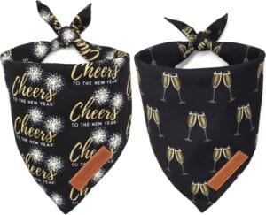 Realeaf New Year Dog Bandanas 2 Pack, Cheers to The New Year Dog Scarf for Boy and Girl, Premium Durable Fabric, Holiday Bandana for Large and Extra Large Dogs Cats Pets (X-Large)