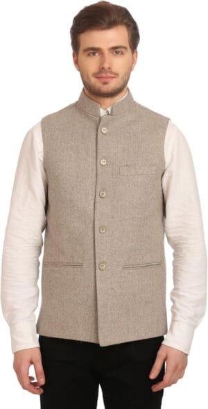WINTAGE Men’s Tweed Bandhgala Festive Nehru Jacket Waistcoat -3 Colors