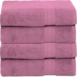 500 GSM Highly Absorbent Towel 100% Cotton, Soft and Plush, All Seasons Use, Large, Everyday Use, Durable (4 Pcs – Bath Towels, Lilac)
