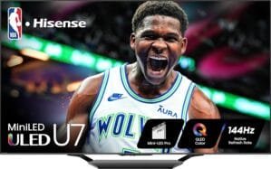 Hisense 55-Inch Class U7 Series Mini-LED ULED 4K UHD Google Smart TV (55U7N, 2024 Model) – QLED, Dolby Vision IQ, Dolby Atmos, Full Array Local Dimming, 144Hz Game Mode Pro, VRR, Alexa Compatibility