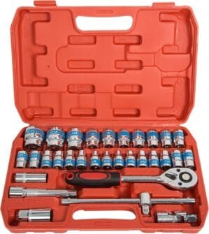 Zaptec 32Pcs 1/2 inch Socket Set – Ratchet Wrench Spanner Tool Goti Set with Carry Box, for Automobiles, Bike, Car Repair Tool Kit