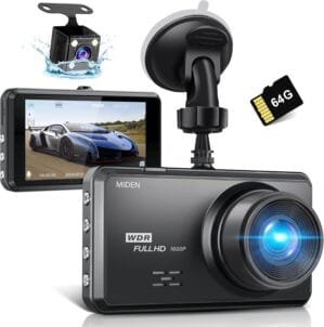 Miden S7 2.5K Dash Cam Front and Rear,64G SD Card,1600P+1080P FHD Dual Dash Camera for Cars,176°+160° Wide Angle,3.2” IPS Screen Dashcam,G-Sensor,Loop Recording,WDR,Night Vision,24H Parking Monitor
