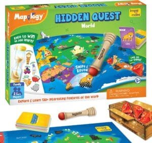 Imagimake Mapology Hidden Quest World Map Board Game | Magical Swipe & Reveal | Educational Toys for Ages 5-7 & 8-12 | Boys & Girls Toys Age 6-8 | Gifts for 10-Year-Old Boys