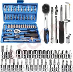 Aegon 46 Pieces 1/4 inch Drive Socket Ratchet Wrench Set for Auto Car Repairing With Case