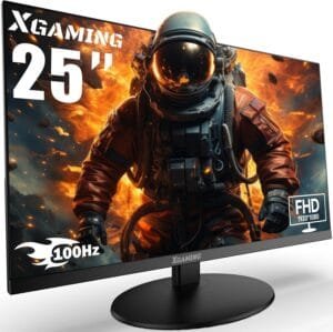25 Inch Monitor, FHD 1080P 100Hz Ultra Thin Frameless Computer Display, 1ms, 99% sRGB, Low Blue Light Eye Care, HDMI VGA Gamer Screen with Speakers, VESA, Tilt Adjustable-Black