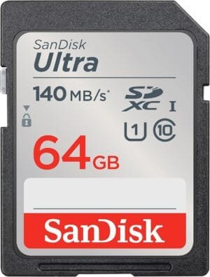 SanDisk 64GB Ultra SDXC UHS-I Memory Card – Up to 140MB/s, C10, U1, Full HD, SD Card – SDSDUNB-064G-GN6IN