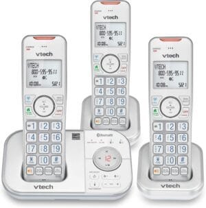 VTech VS112-37 DECT 6.0 Bluetooth 3 Handset Cordless Phone for Home with Answering Machine, Call Blocking, Caller ID, Intercom and Connect to Cell (Silver & White)