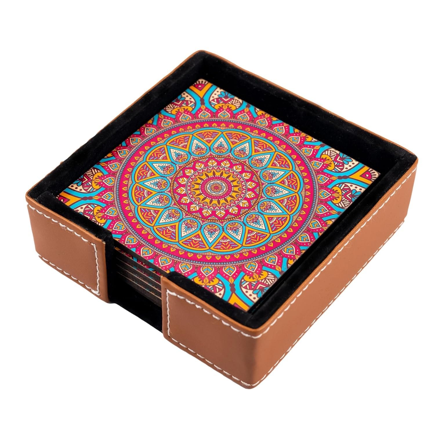 Birch & Co. Coaster_PINKBLOOM_FBA - Coaster - Dining Table Decor Accessories - Coaster Set for Dining Table for Hot Pots - Coasters for Cups Set of 6 -Durable and Long-Lasting, Pinkbloom