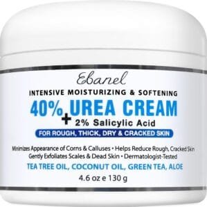 Ebanel Urea Cream 40% plus Salicylic Acid 2%, Foot Cream for Dry Cracked Heels Feet Knees Elbows Hands, Foot Dead Skin Cuticle Callus Remover Toenail Softener, Keratolytic Skin Barrier Repair