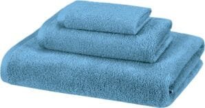 Amazon Basics Quick-Dry Towels – 100% Cotton, 3-Piece Set, Lake Blue