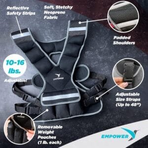 Empower Weighted Vest for Women – Ideal Body Vest for Adding Resistance Intensity to Workouts -Fixed 8lbs or Adjustable 10 to 16lbs