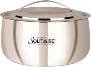 Belly Hot Pot Casserole, Double Wall Casserole | Insulated (3000ml) | Food Grade, Bpa Free Serverware | Hot Pot Stainless Steel Casserole with Steel Lid, Silver Heavy Duty S.S Casserole 3000 ML