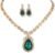 Latest Stylish Design Fancy Crystal Necklace Jewellery Set for Women (15221s)(Green), One Size, Metal, No Gemstone