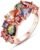 Sparkling Colors Flowerets Vine Swiss Cubic Zirconia 18K Rose Gold Plated Sparkling Ring for Women